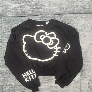 Hello Kitty Black Cropped Sweatshirt